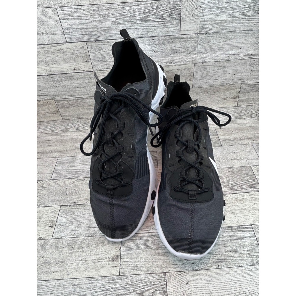 Nike React Element 55 Black White Mens Running Shoes BQ6166-003 Size 12